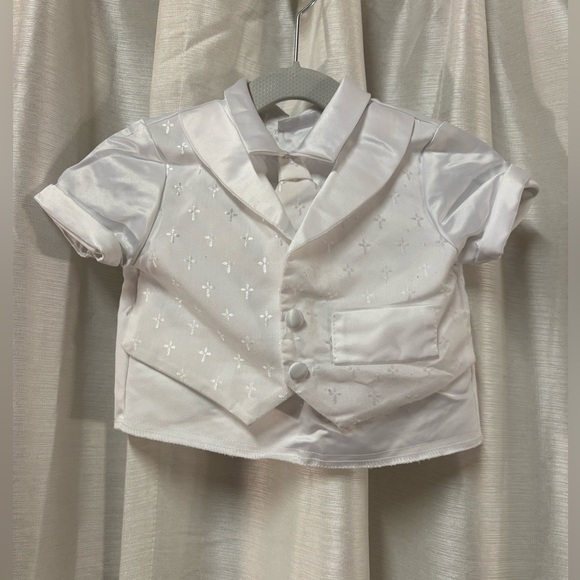 BABY 👼White Shirt /Vest and Bonnet Set 0-3 Months - Picture 2 of 10